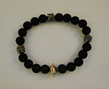 Load image into Gallery viewer, Beaded Unisex Bracelet With Lava Stone And Silver Beads