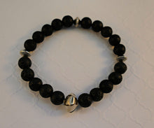 Load image into Gallery viewer, Beaded Unisex Bracelet With Lava Stone And Silver Beads