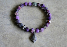 Load image into Gallery viewer, Purple Star Cut Agate Gemstone Dangle Ear Rings