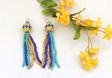 Load image into Gallery viewer, Beaded Statement Enamel Bead Dangle Ear Rings