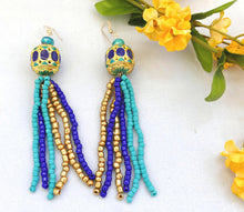 Load image into Gallery viewer, Beaded Statement Enamel Bead Dangle Ear Rings