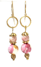 Load image into Gallery viewer, Vintage Crystal and Ceramic Beaded Dangle Ear Rings