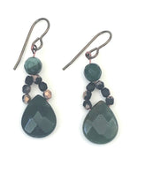 Load image into Gallery viewer, Beaded Tear Drop Green Jasper Gemstone Ear Rings