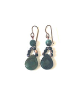 Load image into Gallery viewer, Beaded Tear Drop Green Jasper Gemstone Ear Rings