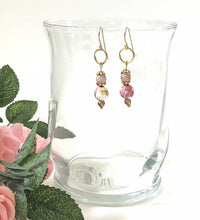 Load image into Gallery viewer, Vintage Crystal and Ceramic Beaded Dangle Ear Rings