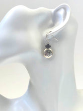 Load image into Gallery viewer, Sterling Silver Dangle Ear Rings With Black Jasper Beads