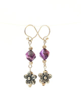 Load image into Gallery viewer, Purple Star Cut Agate Gemstone Dangle Ear Rings