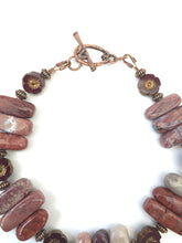 Load image into Gallery viewer, Red And Brown Jasper Gemstone Bracelet With Copper Toggle Clasp