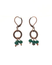 Load image into Gallery viewer, Copper And Green Crystal Beaded Dangle Earrings