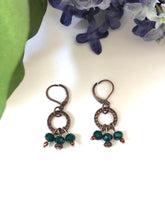 Load image into Gallery viewer, Copper And Green Crystal Beaded Dangle Earrings
