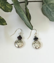 Load image into Gallery viewer, Sterling Silver Dangle Ear Rings With Black Jasper Beads