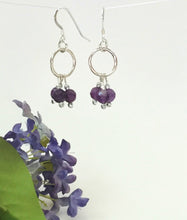 Load image into Gallery viewer, Sterling Silver And Amethyst Dangle Ear Rings