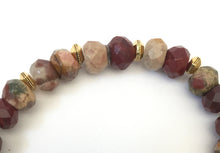 Load image into Gallery viewer, Beaded Jasper Gemstone Stretch Bracelet With Tree Of Life And Lotus Charm And Tassel