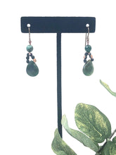 Load image into Gallery viewer, Beaded Tear Drop Green Jasper Gemstone Ear Rings
