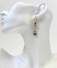Load image into Gallery viewer, Purple Crystal Dangle Beaded Ear rings