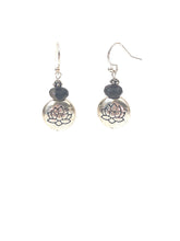 Load image into Gallery viewer, Sterling Silver Dangle Ear Rings With Black Jasper Beads
