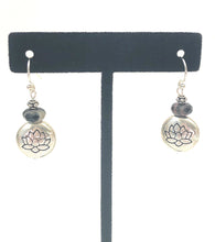 Load image into Gallery viewer, Sterling Silver Dangle Ear Rings With Black Jasper Beads
