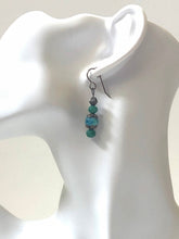 Load image into Gallery viewer, Antique Brass And Turquoise Crystal Dangle Earrings