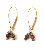 Load image into Gallery viewer, Gold Beaded Dangle Statement Ear Rings