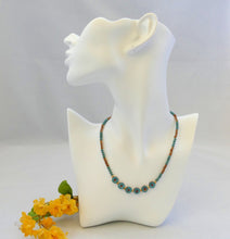 Load image into Gallery viewer, Aqua And Bronze Beaded Choker Necklace
