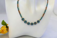 Load image into Gallery viewer, Aqua And Bronze Beaded Choker Necklace