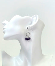Load image into Gallery viewer, Sterling Silver And Amethyst Dangle Ear Rings