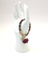 Load image into Gallery viewer, Beaded Jasper Gemstone Stretch Bracelet With Tree Of Life And Lotus Charm And Tassel