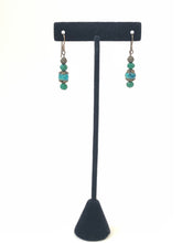 Load image into Gallery viewer, Antique Brass And Turquoise Crystal Dangle Earrings