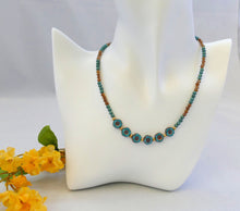 Load image into Gallery viewer, Aqua And Bronze Beaded Choker Necklace