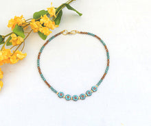 Load image into Gallery viewer, Aqua And Bronze Beaded Choker Necklace