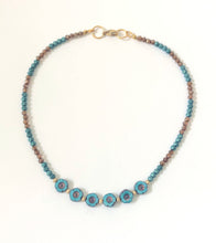 Load image into Gallery viewer, Aqua And Bronze Beaded Choker Necklace