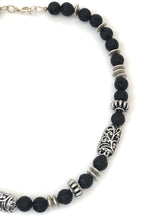 Load image into Gallery viewer, Black Lava And Silver Plated Beaded Choker Necklace