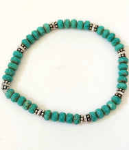 Load image into Gallery viewer, Faceted Aqua Blue Crystal And Silver Bracelet