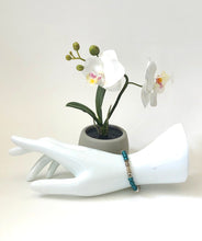 Load image into Gallery viewer, Matte Blue Crystal And Silver Lotus Bead Bracelet