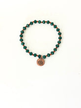 Load image into Gallery viewer, Emerald Green Beaded Crystal Charm Bracelet
