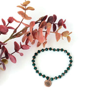 Load image into Gallery viewer, Emerald Green Beaded Crystal Charm Bracelet