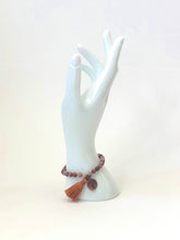 Load image into Gallery viewer, Brown Jasper Gemstone Tasseled Bracelet With Copper Tree Of Life Charm