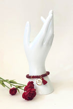 Load image into Gallery viewer, Red Jade Gemstone Tasseled Bracelet And Gold Charm