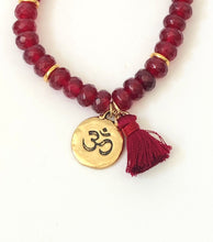 Load image into Gallery viewer, Red Jade Gemstone Tasseled Bracelet And Gold Charm
