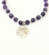 Load image into Gallery viewer, Amethyst Gemstone Bracelet With Silver Sand Dollar Charm
