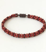 Load image into Gallery viewer, Red And Gold Crystal Beaded Bracelet With Magnetic Clasp
