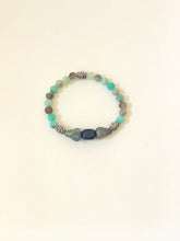 Load image into Gallery viewer, Lapis Lazuli Nugget Gemstone And Silver Stretch Bracelet