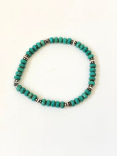Load image into Gallery viewer, Faceted Aqua Blue Crystal And Silver Bracelet