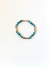 Load image into Gallery viewer, Matte Blue Crystal And Silver Lotus Bead Bracelet
