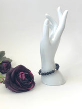 Load image into Gallery viewer, Black Lava Stone And Silver Beaded Stretch Bracelet