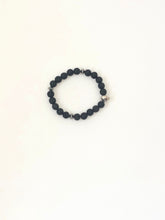 Load image into Gallery viewer, Black Lava Stone And Silver Beaded Stretch Bracelet