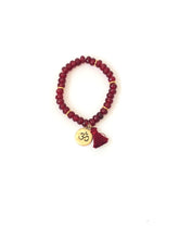 Load image into Gallery viewer, Red Jade Gemstone Tasseled Bracelet And Gold Charm