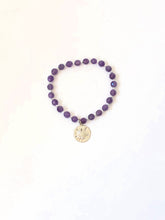 Load image into Gallery viewer, Amethyst Gemstone Bracelet With Silver Sand Dollar Charm