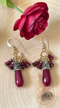 Load image into Gallery viewer, Genuine Ruby Gemstone Teardrop Dangle Earrings