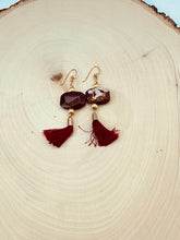 Load image into Gallery viewer, Red Jasper and Tassel Statement Earrings
